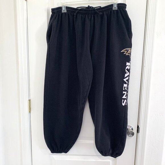 Baltimore Ravens NFL Majestic Joggers Fleece Sweatpants Black Mens Size 2XT Tall